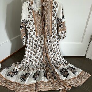 Sue Sartor XS brown black and white dress